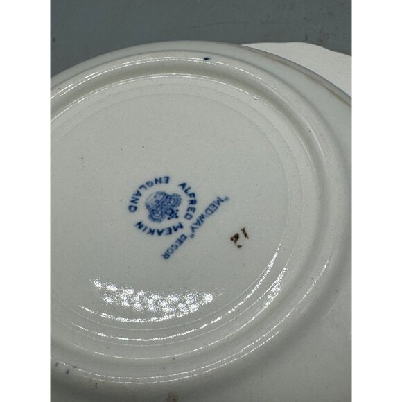 Antique midway decor Alfred Meakin England Blue & White Floral Soup Bowl READ - Picture 5 of 8